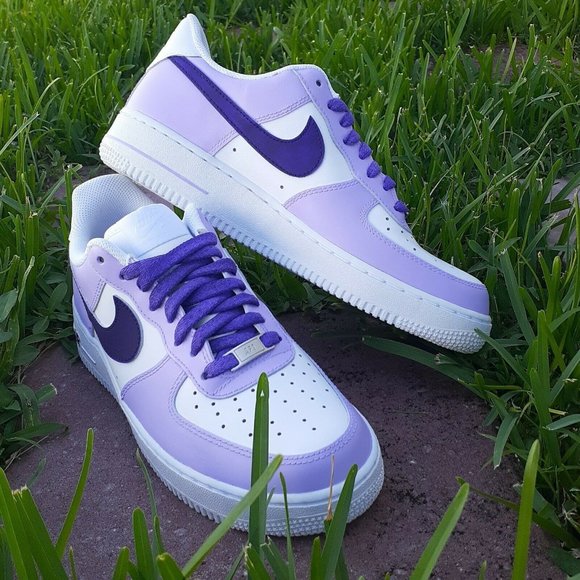 Nike Air Force 1 Custom Sneakers Lupus Awareness Purple Lilac Grape White Shoes main image 4